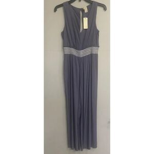 Japna Gray V Neckline Ruched Waist Jumpsuit Size S NWT